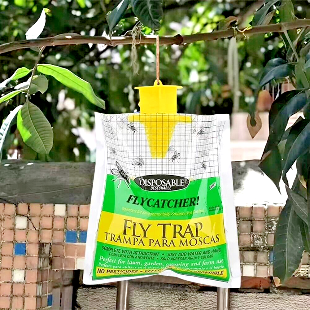 10 Pack Outdoor Fly Traps, Disposable Non Toxic Hanging Catcher Killer Large Bag