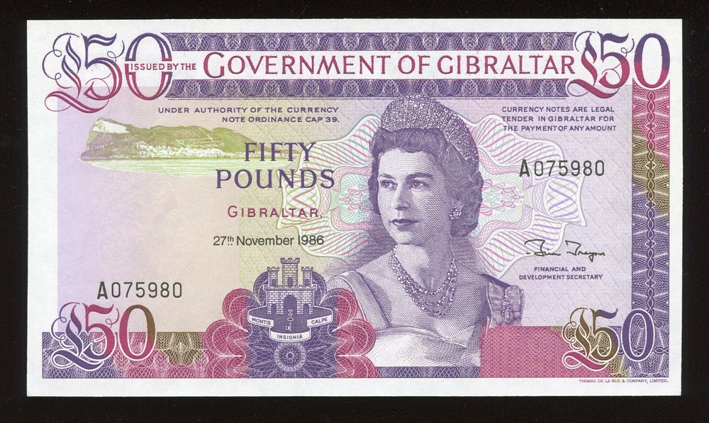 1986 Gibraltar / British Administration 50 Pound Pick#24