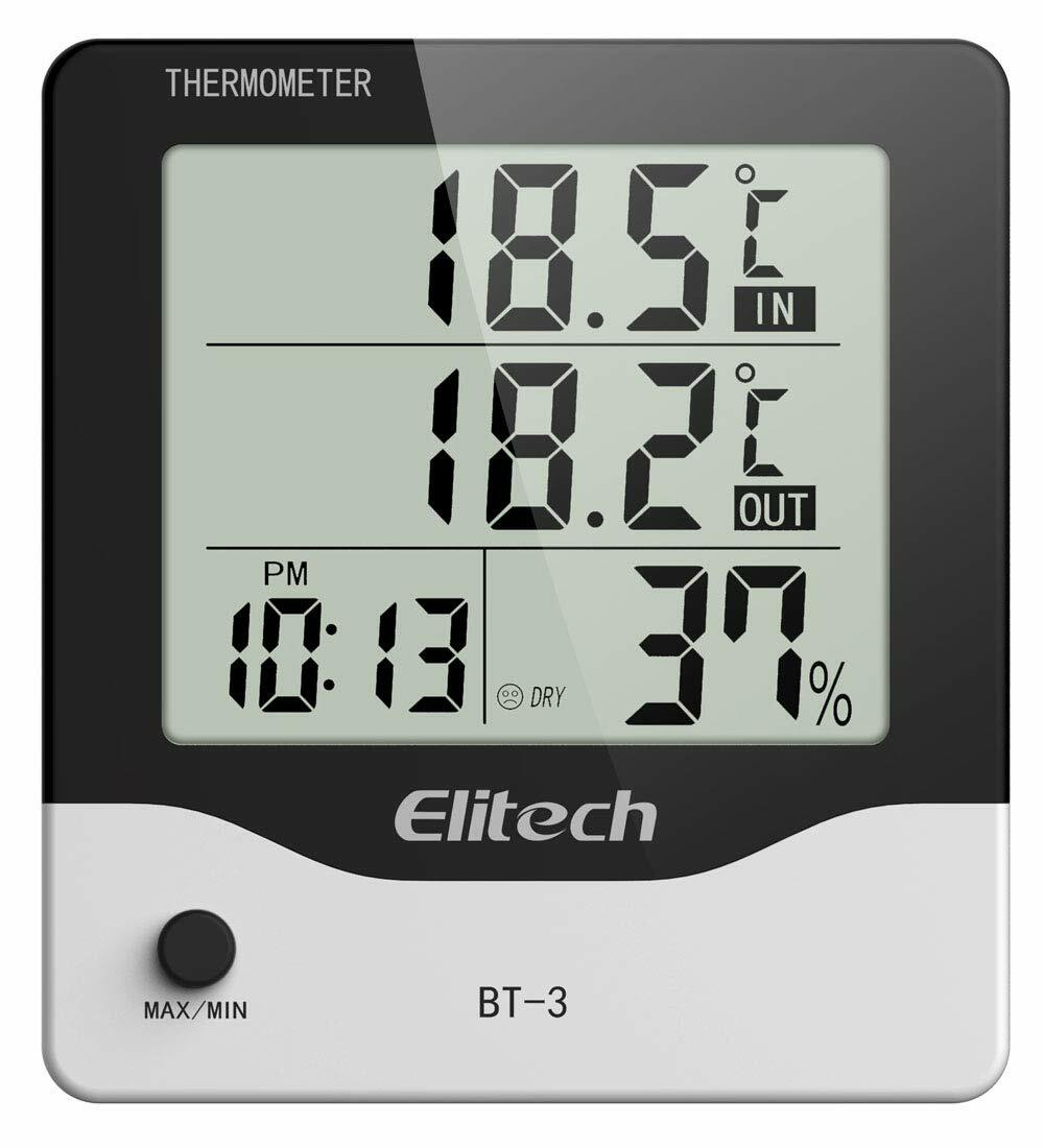 Elitech BT3 Indoor Thermometer Hygrometer Humidity Temperature Meter LCD Digital