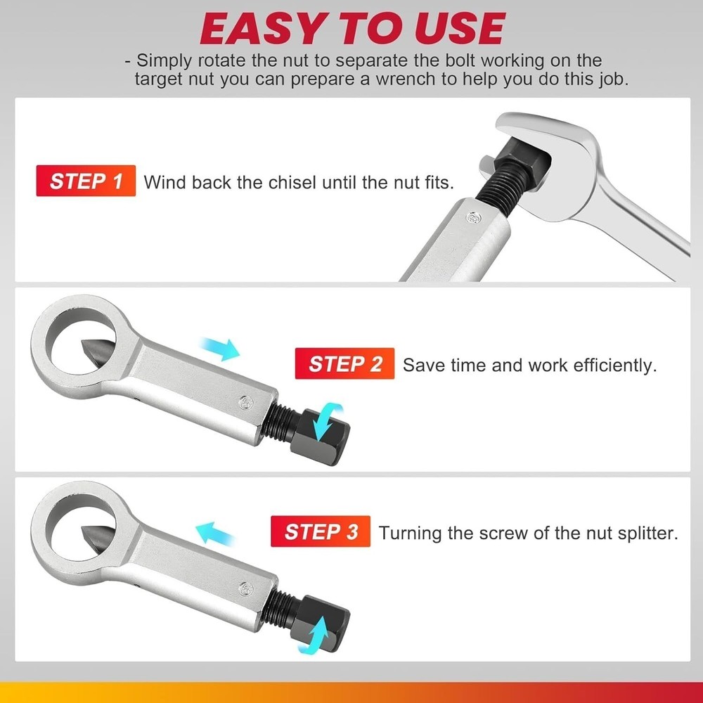 4PCS Nut Splitter Breaker 9-27mm Nut Remover Extractor Adjustable Cracker Tools