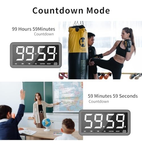 Digital Kitchen Timer - 7.8" Extra Large Display, Magnetic LED, 4 Alarms, 3 Volu
