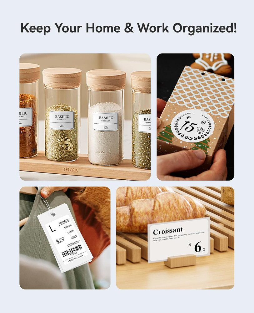 B1 Label Maker Machine with Tape, Label Printer with 3 Rolls Stickers,