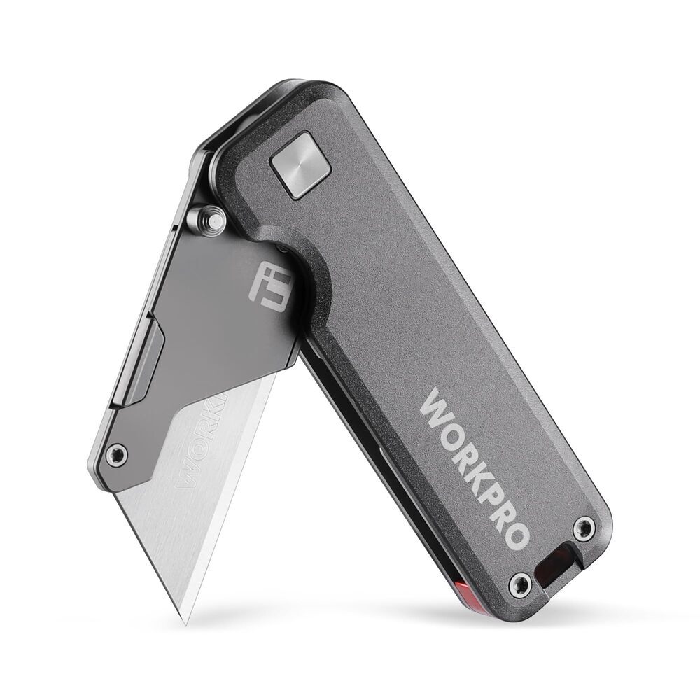 WORKPRO Folding Utility Knife Titanium CNC Unibody Box Cutter Quick Change Blade