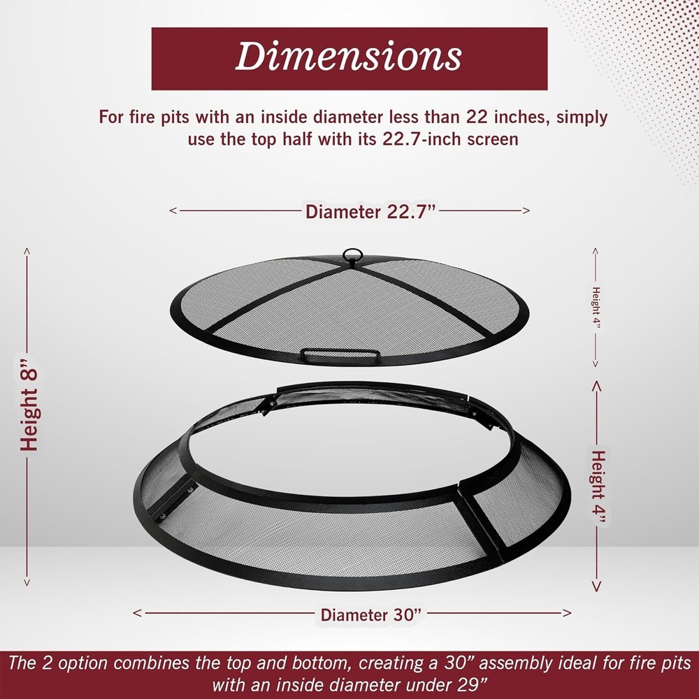 30" Spark Screen For Fire Pit - Fire Pit Screen Cover , Round Fire Pit Insert