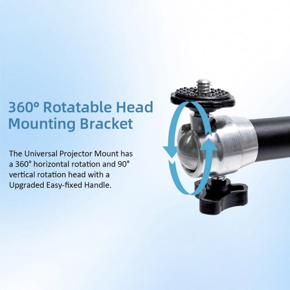 Mini Projector Ceiling Mount with 3 Screw Adapters and Knob for Angle Adjust