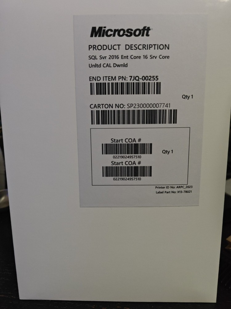 SQL Server 2016 Enterprise Core Edition - 24 Core License Pack