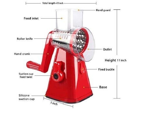 NutriSlicer Fruit & Vegetable Spiralizer W/ 4 Stainless drums" Extra Drum"-New