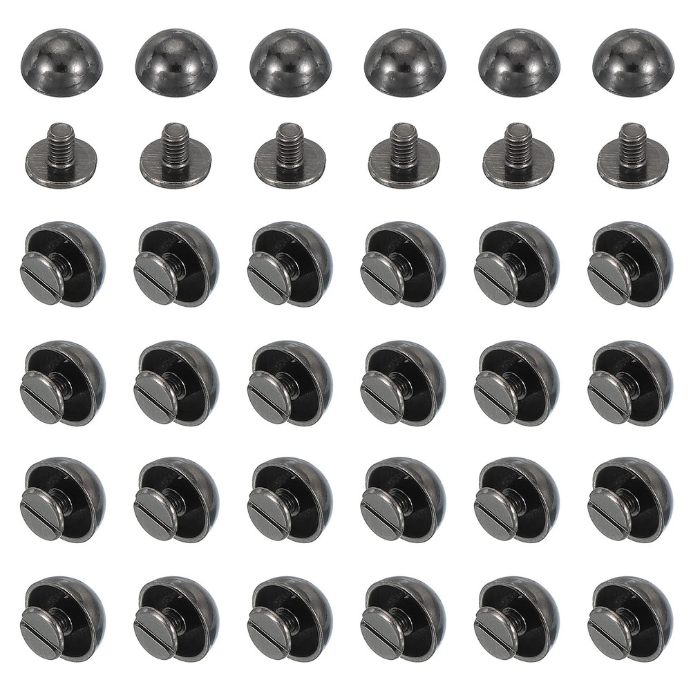 1/2" Dome Spikes Studs, 100 Sets Nailhead Screw Back Rivets for Craft, Black