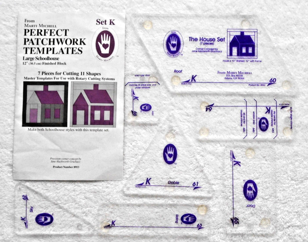MARTI MICHELL PERFECT PATCHWORK TEMPLATES #  - SET K - 12" LARGE SCHOOLHOUSE!