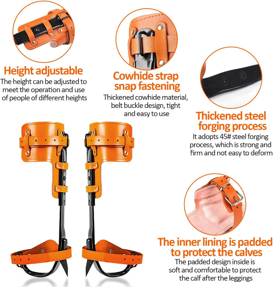 Tree Climbing Gear, Tree Climbing Spikes, Tree Climbing Gear with Adjustable Cli
