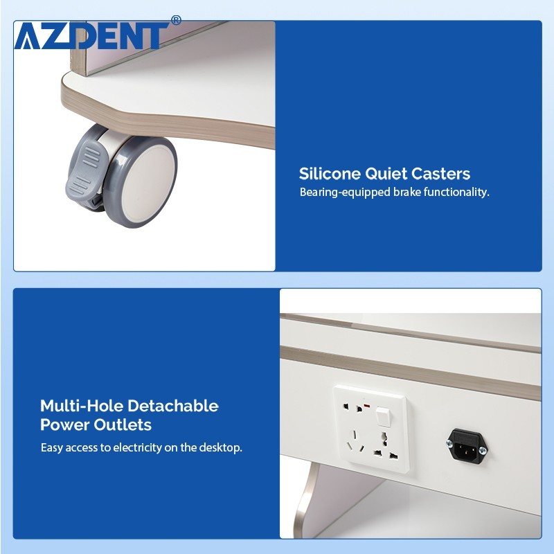 Dental Médico Carro Mueble de Almacenamiento con Cajones y Toma de Corriente