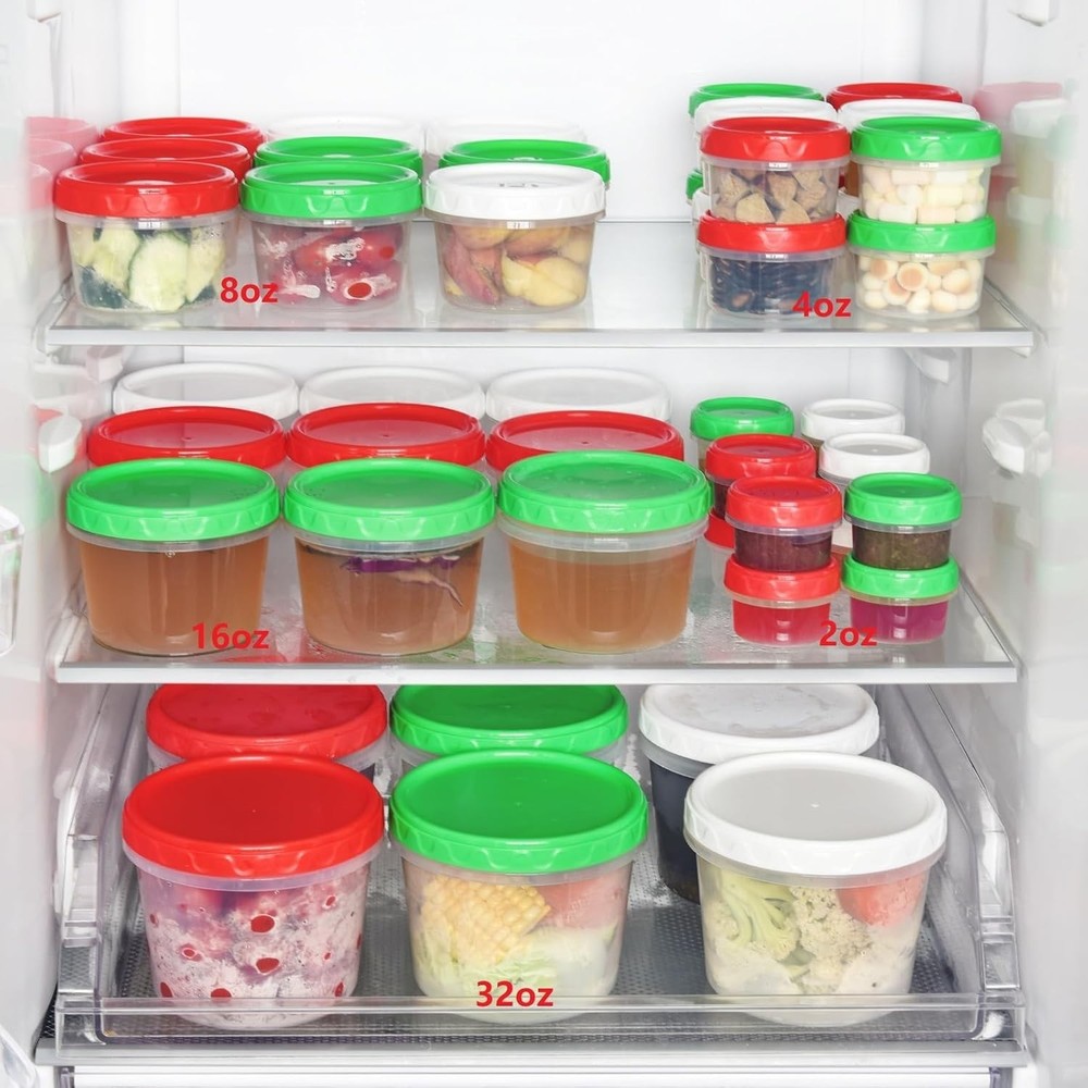 8 oz Small Freezer Containers W/ Lids Stackable Plastic Food Storage Container 1