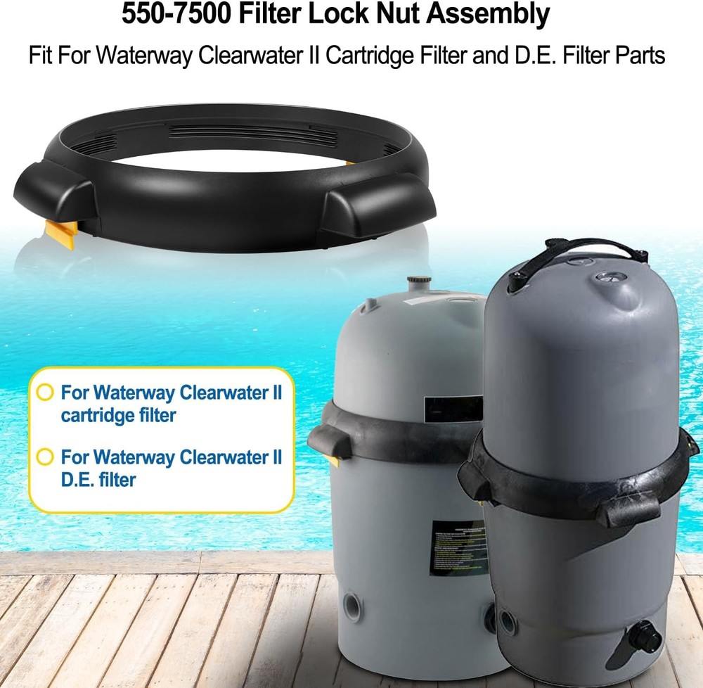 550-7500 Filter Lock Nut Assembly w/ Ext Lock Tabs For Clearwater II D.E. Filter