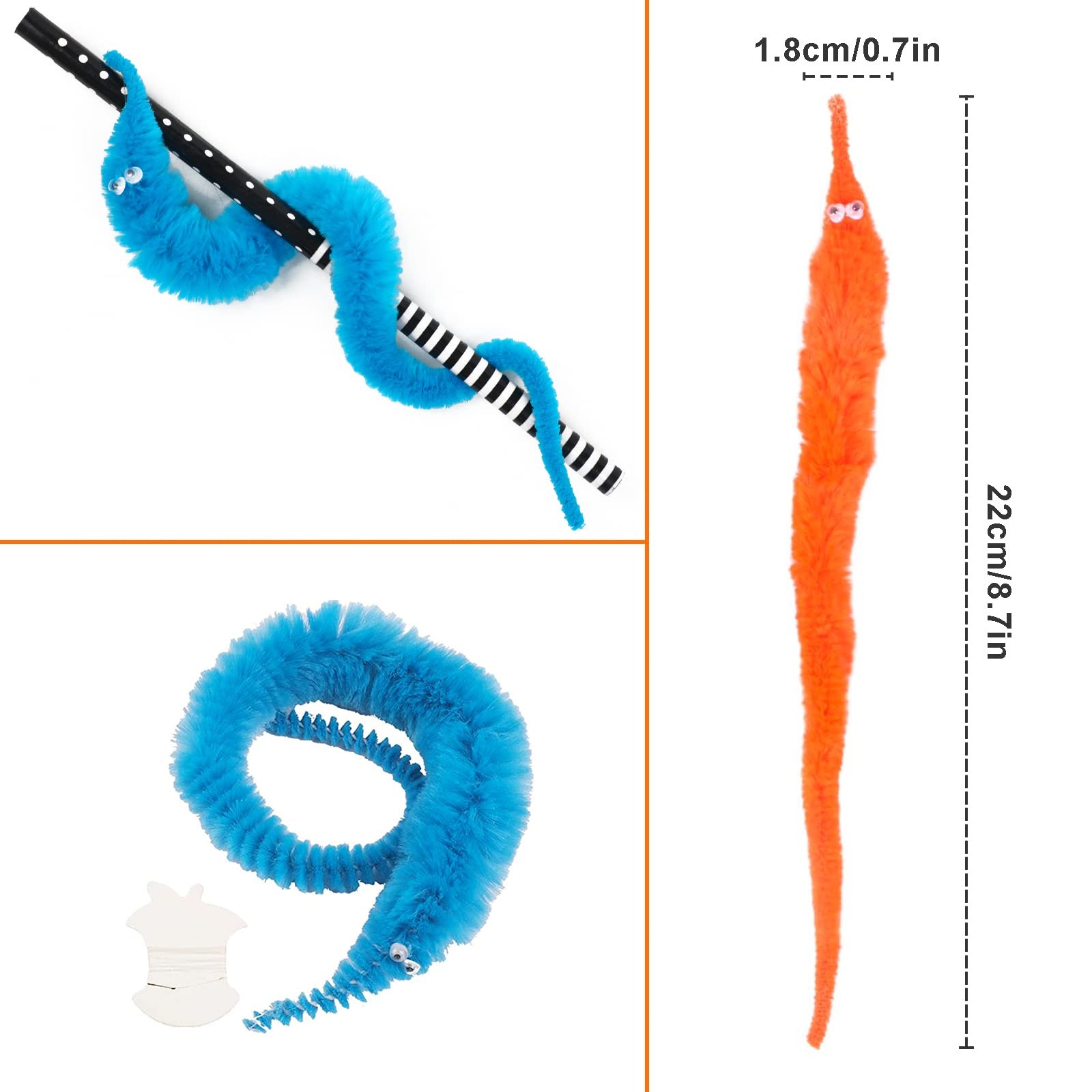 48 Pcs Magic Twisty Worm Wiggly Twisty Fuzzy Worms on a String Magic Worm Toy...