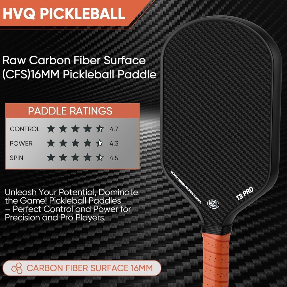 High-Performance Pickleball Paddle with 16mm Honeycomb Core & Carbon Surface