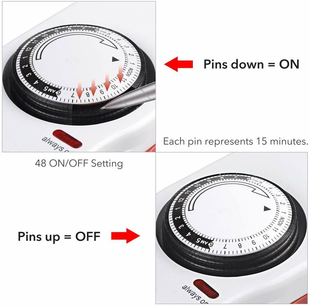 BN-LINK 8 Outlet Surge Protector with Mechanical Timer (4 Timed + 4 Always On)