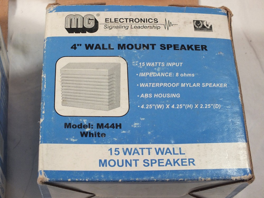 MG Electronics M44H 15W Wall Mount Speaker White 4” Square Inside Indoor (Bin 2)