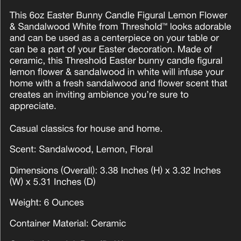 Threshold Ceramic Candle Bunny