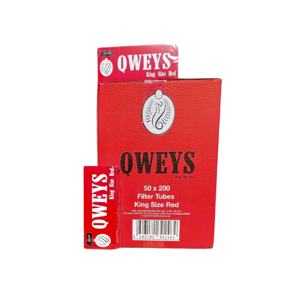 QWEYS King Size Red Cigarette Filter Tubes Full Case 50 BOX