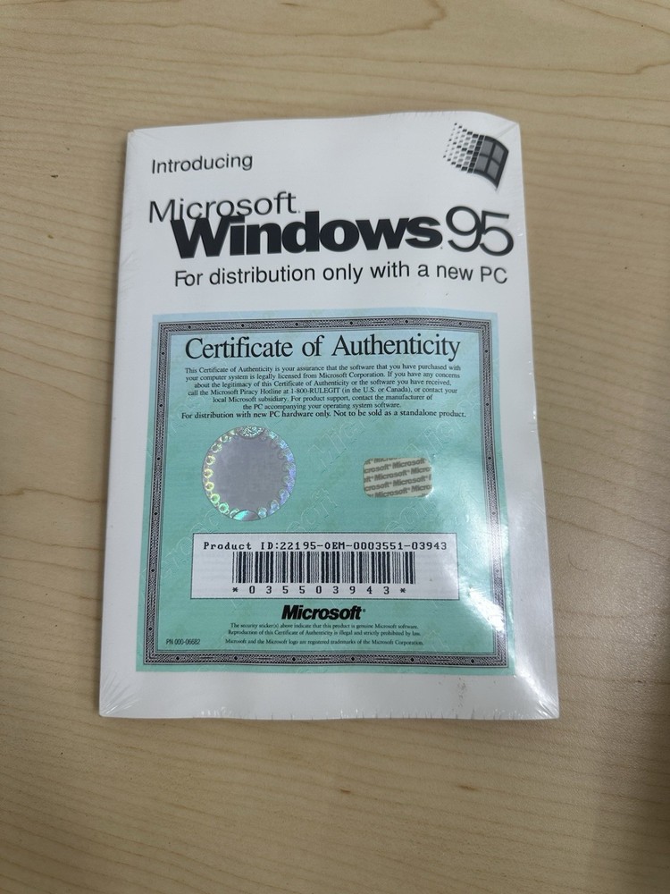 Sealed Microsoft Windows 95 Floppy Disk Stickers Set  Manual & Stickers