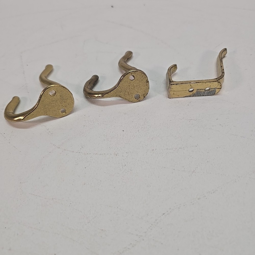 3 BRASS COLORED COAT HOOK