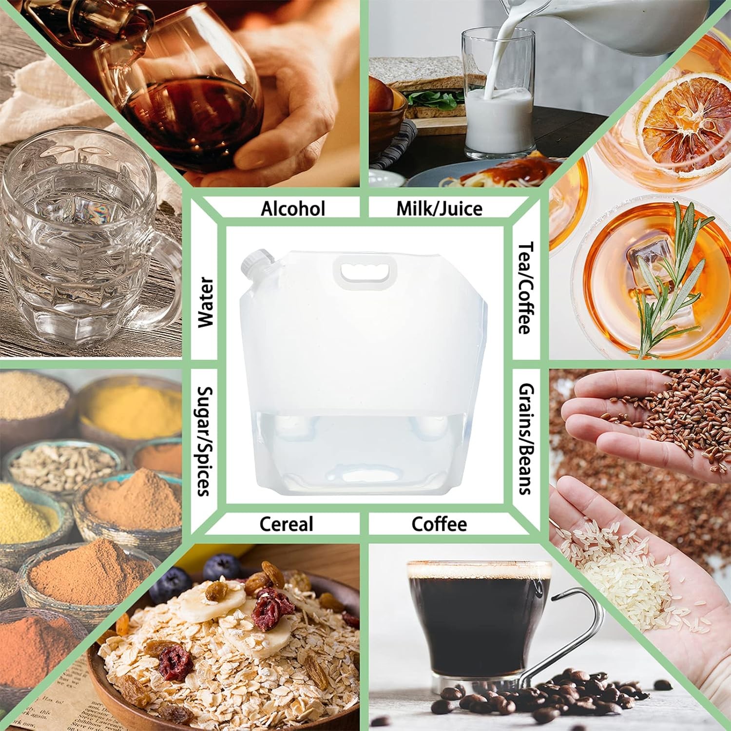 21 Gallons (8 pcs, 2.6 Gallons Each), Water Storage Containers, Foldable Water B