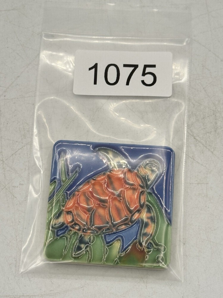 Sea Turtle Tile Magnet 2 3/8” Square Hand Painted
