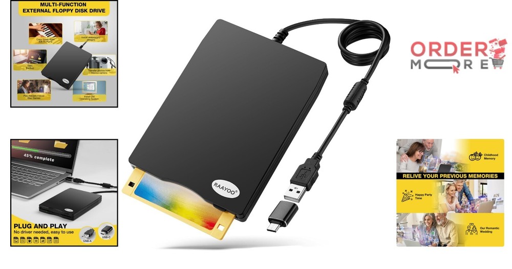 Durable USB Floppy Disk Reader for PCs - Access Your Nostalgic Data Effortlessly