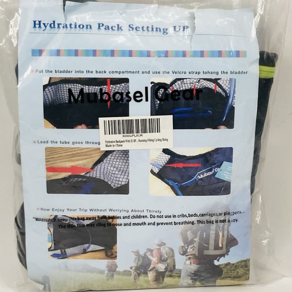 Mubasel Gear Hydration Pack Backpack With 2L Bladder Black New