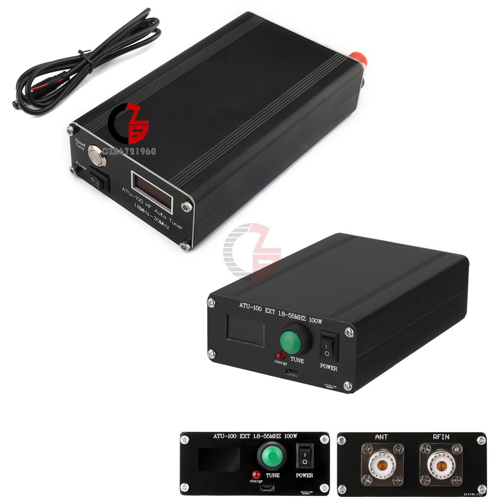 Auto Antenna Tuner 100W 1.8-50MHz 0.96''/0.91" OLED Display ATU-100 with Shell