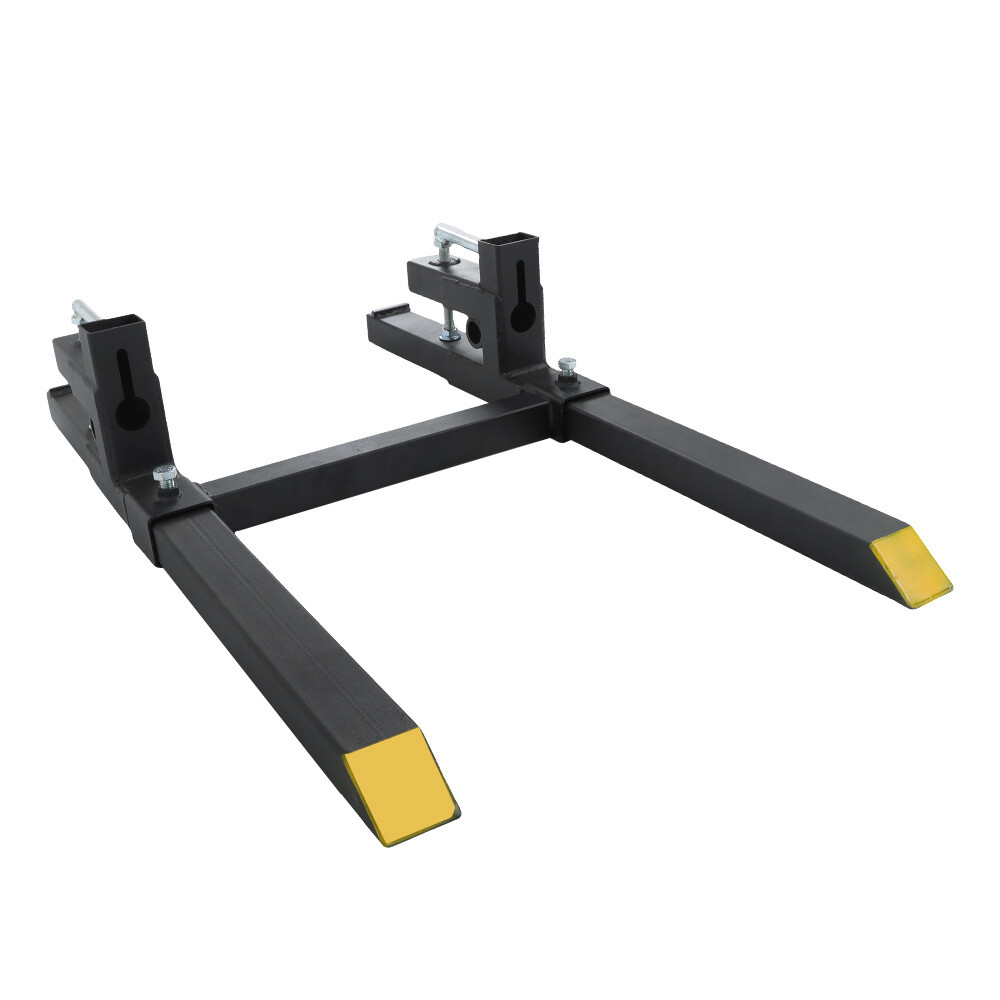 Tractor Bucket Forks 43" Clamp on Pallet Forks w/ Adjustable Stabilizer Bar