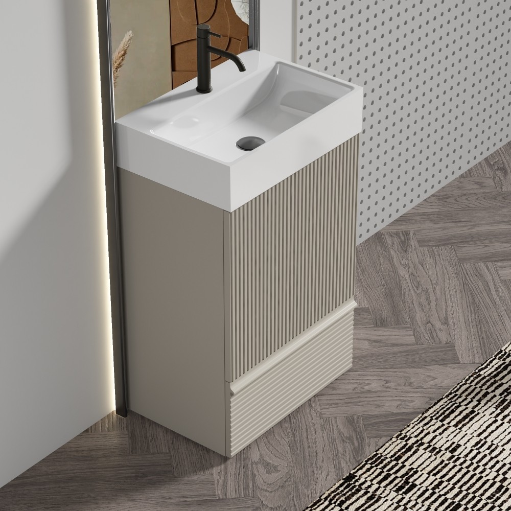 Bathroom vanity with ceramic sink