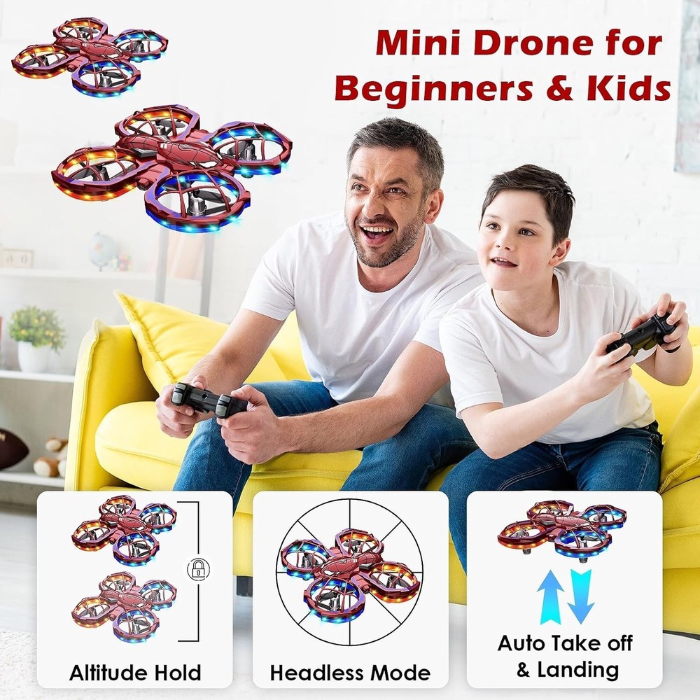 Mini Spider Drone for Kids 1080p Camera Remote Control with Flips Obstacles