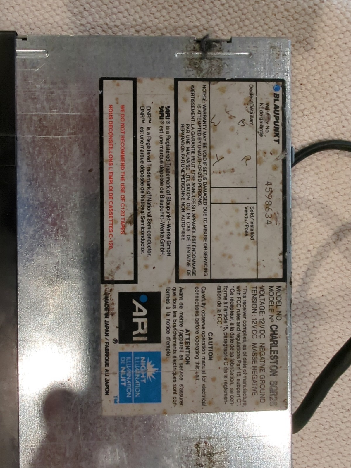 Genuine BLAUPUNKT CHARLESTON SQR26 Radio/Cassette Removed From 1995 Porsche 993