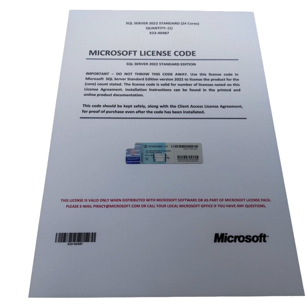 Microsoft SQL Server 2022 Standard ✔ Business Ready License | Genuine COA
