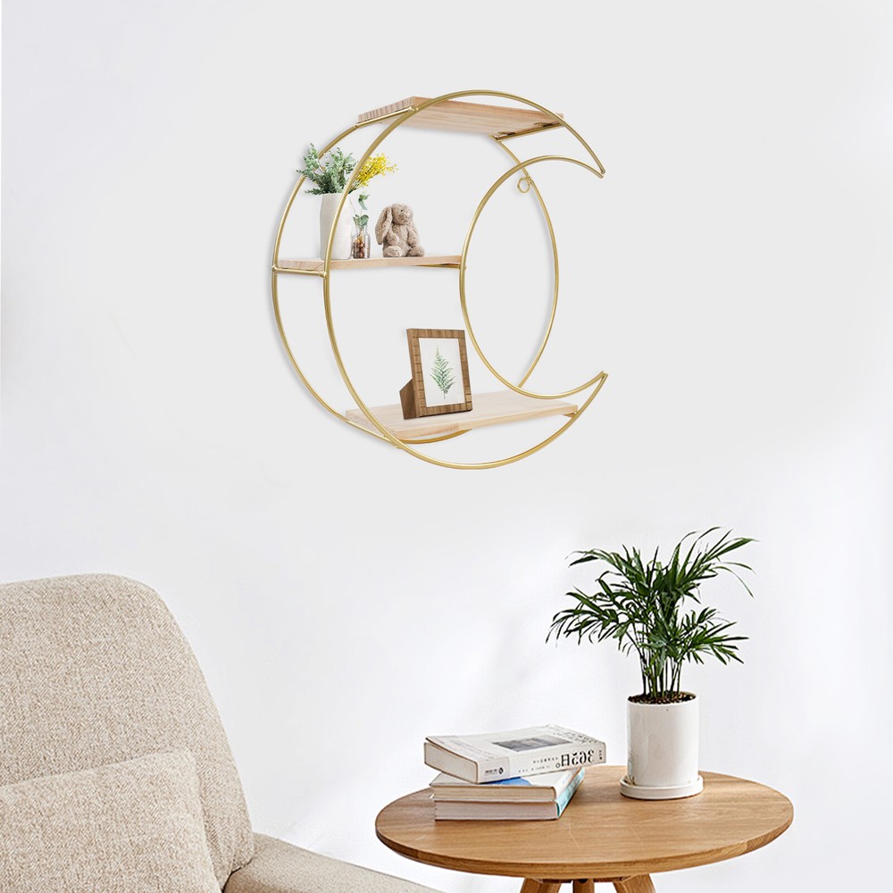 3-tier Wall Mounted Shelf Storage Display Rack Storage Display Rack Round+ Moon