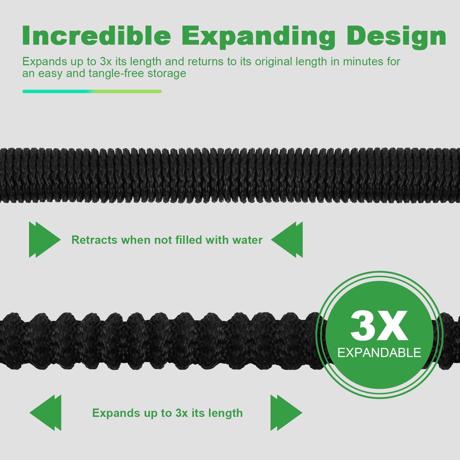 150FT Expandable Flexible Heavy Duty Garden Water Hose with 10 Mode Spray Nozzle