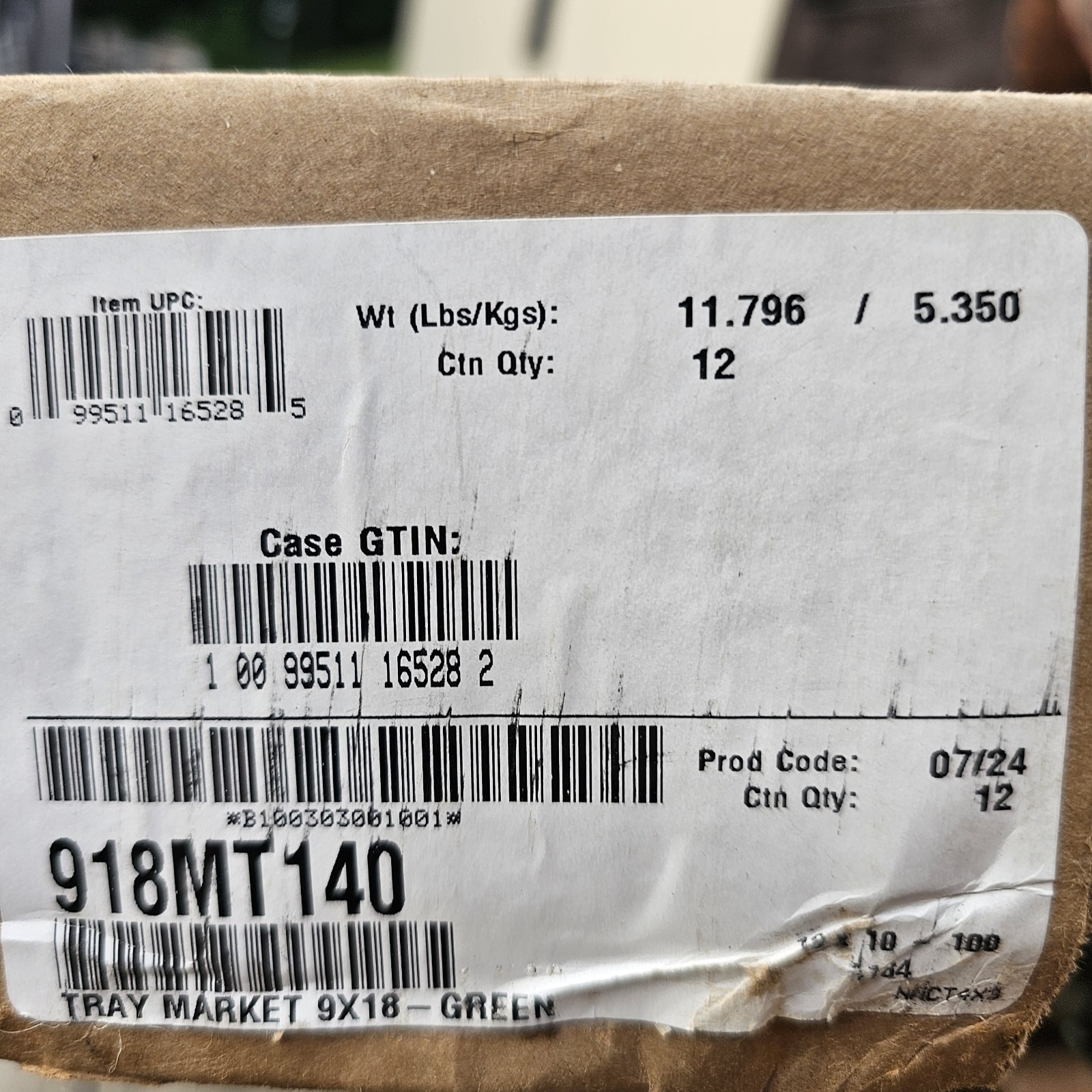 12 Cambro 918MT140 Rectangular Market Display Tray 8 11/16" x 18" x13/16" Green