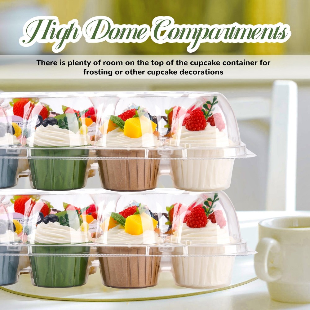 24 Count Cupcake Containers 10 Pack Cupcake Holders Plastic Stackable Cupcake...