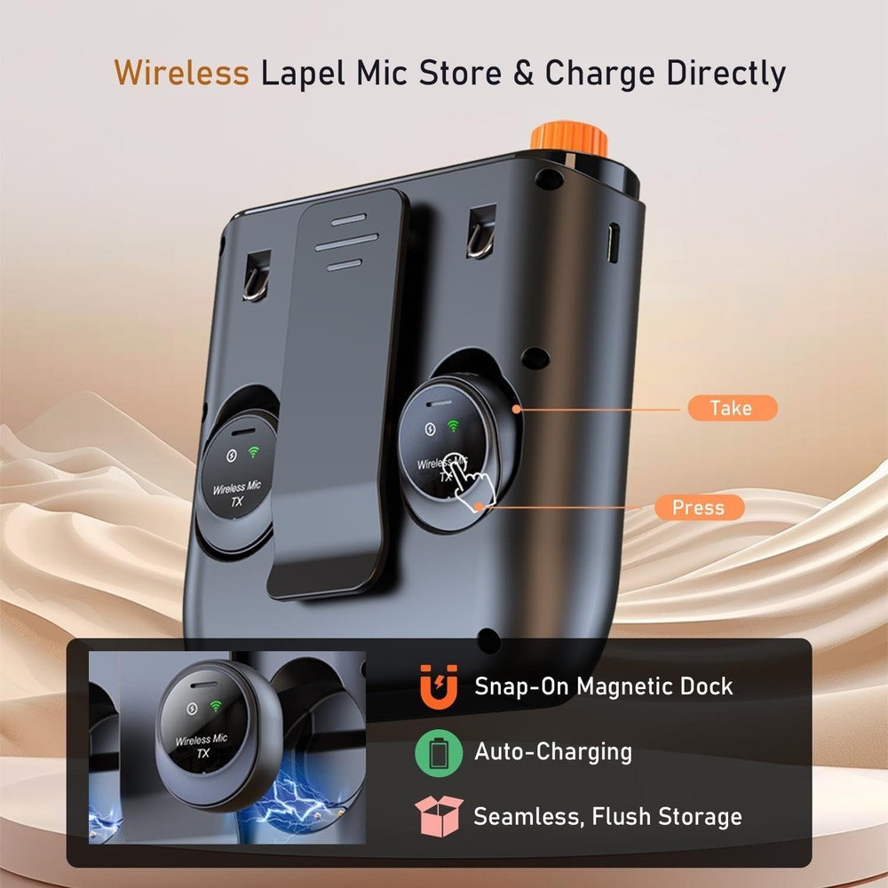 Voice Amplifier - Wireless Lapel Mic + Portable Charging Storage for Elderly
