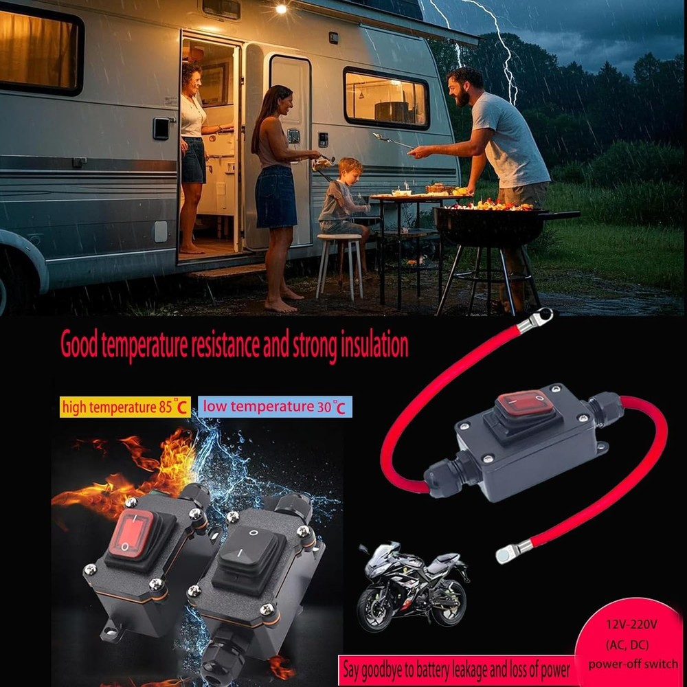 IP67 Waterproof Inline Switch with Red Light Rocker Button, On Off Toggle...