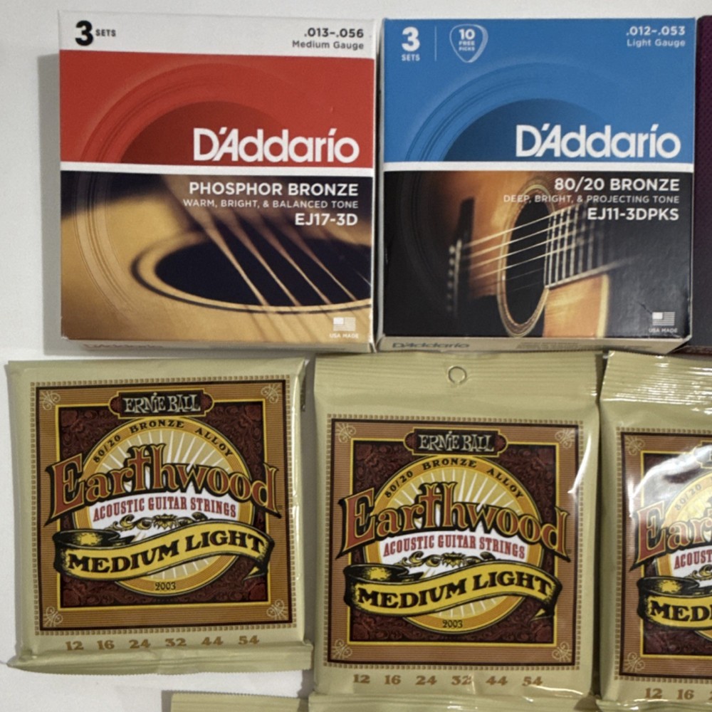 Acoustic guitar string lot - 18 sets - sealed packages