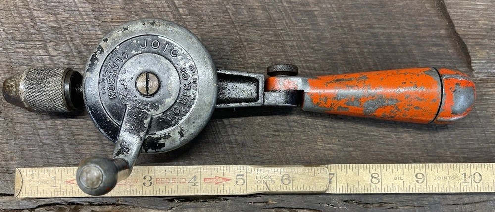 Jo Mfg. Co. JOIC Clawson Angle Hand Drill  Mfg USA Adjustable. Bits In Handle