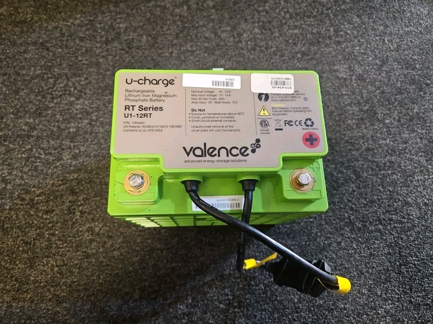 Valence U1-12RT 12.8v 40Ah Lithium Iron Battery  tested