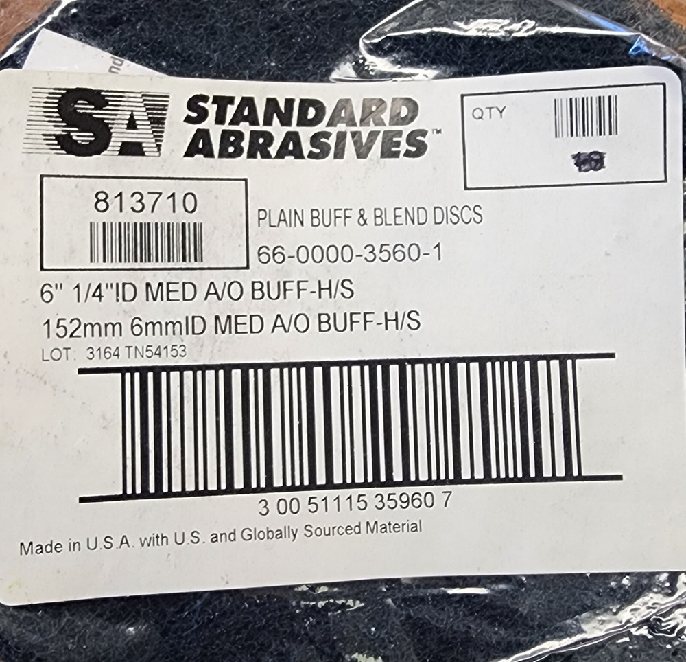 813710 Qty 8 Standard Abrasives Plain Buff & Blend Discs