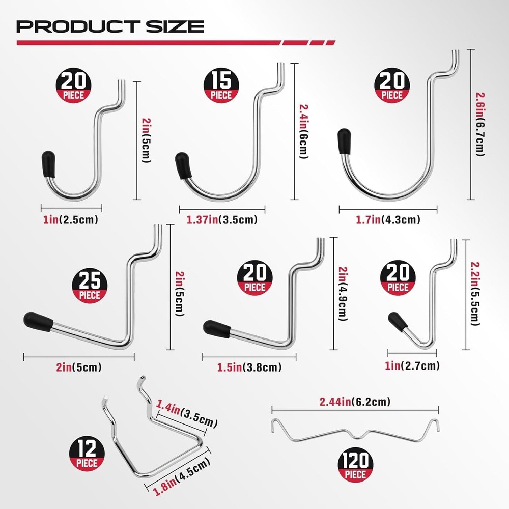 300 PC Pegboard Hook Set Metal Tool Organizer Garage Workshop