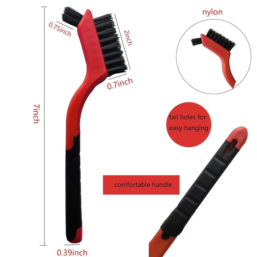 6-Pack Nylon Cleaning Brushes - Non-Scratch Nylon Bristles for Delicate Surfa...
