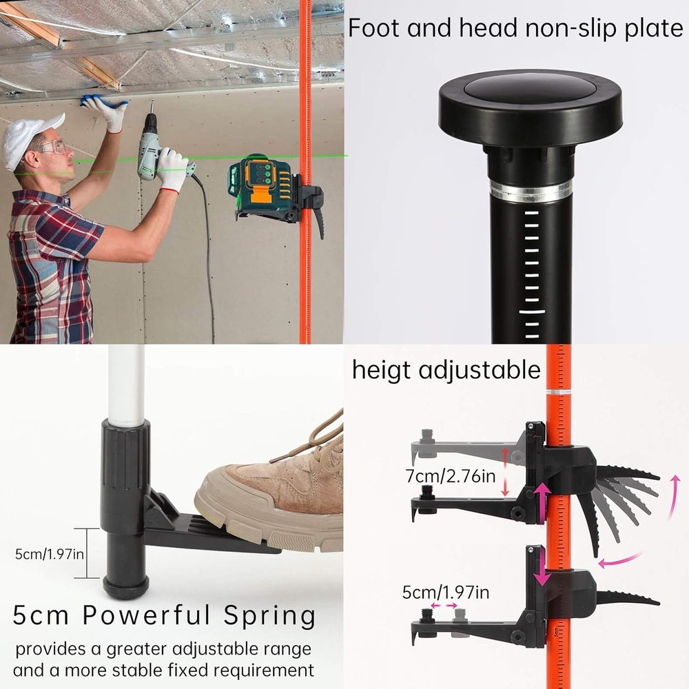 Telescoping Pole, Laser Level Support Pole with Red & Black