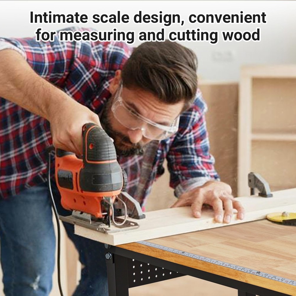 Adjustable Height Workbench 48"x24" Work Bench Table 2000 Lbs with Power Outlet