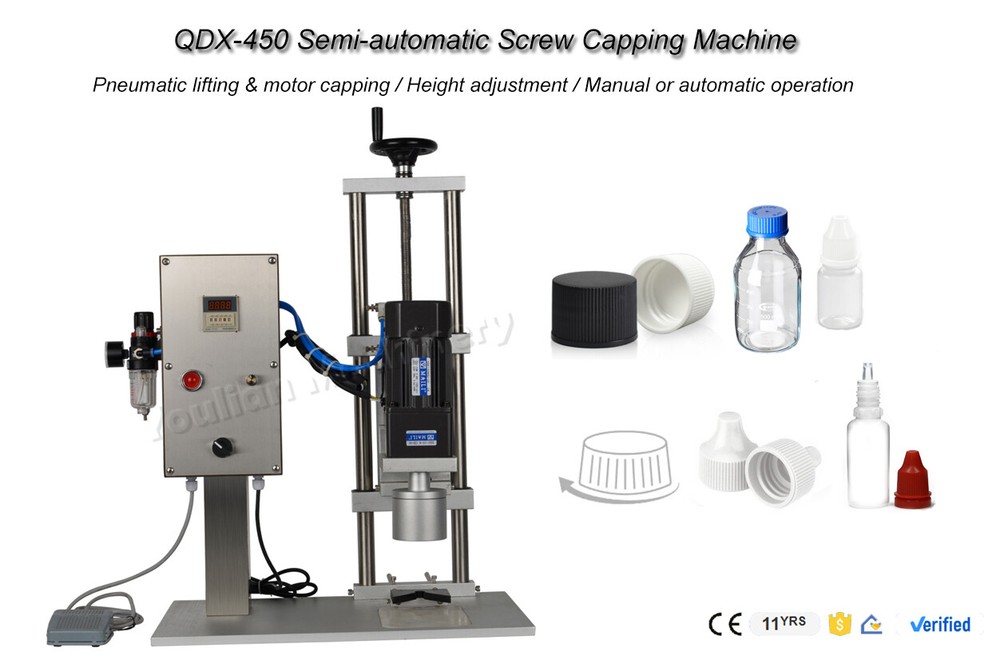 QDX-450 Semi-Auto Penumatic Desktop Round Plastic Screw Bottle Capping Machine